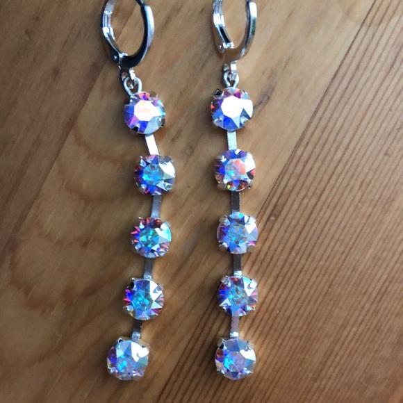Aurora Borealis Crystal Drop Earrings - Picture 7 of 13